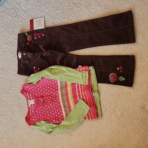 Deux Par Deux Girls Corduroy Pants, Sweater Vest, Tee Outfit